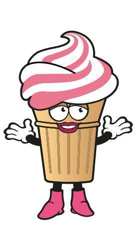 Sofie Softijs Dit softijsje is de coole hipster van het stel. Ze heeft altijd een hip kapsel dat nog wel eens van kleur kan veranderen